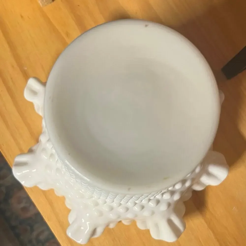 Vintage Fenton Hobnail 8” Doible Crimped Vase